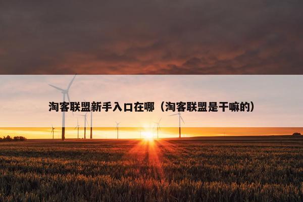 淘客联盟新手入口在哪（淘客联盟是干嘛的）