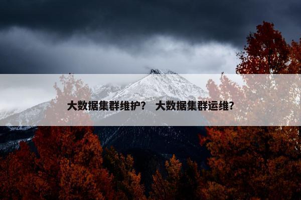 大数据集群维护？ 大数据集群运维？