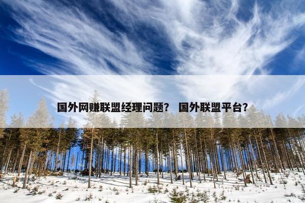 国外网赚联盟经理问题？ 国外联盟平台？
