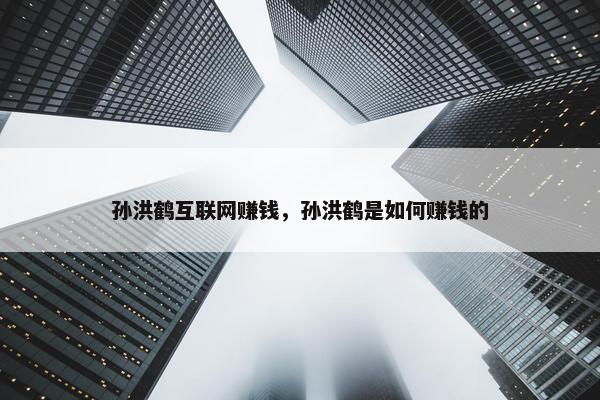 孙洪鹤互联网赚钱，孙洪鹤是如何赚钱的