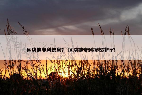 区块链专利信息？ 区块链专利授权排行？