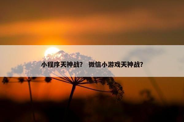 小程序天神战？ 微信小游戏天神战？