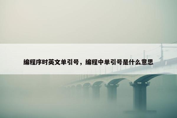 编程序时英文单引号，编程中单引号是什么意思