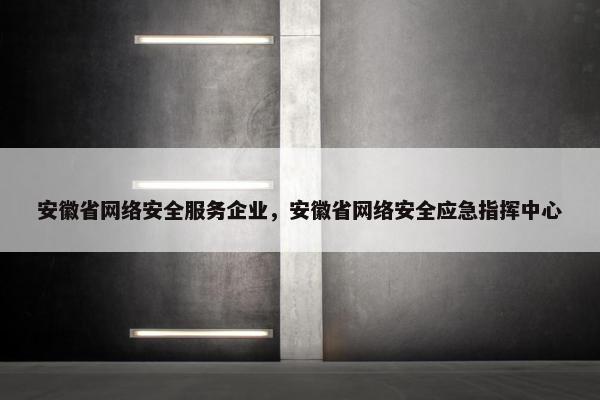 安徽省网络安全服务企业，安徽省网络安全应急指挥中心
