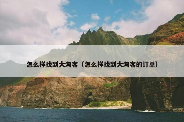 怎么样找到大淘客（怎么样找到大淘客的订单）