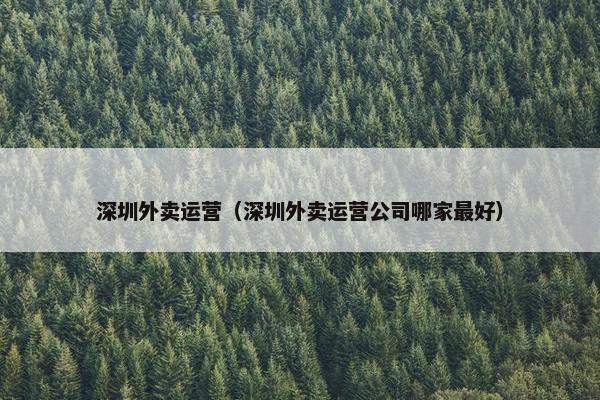 深圳外卖运营（深圳外卖运营公司哪家最好）