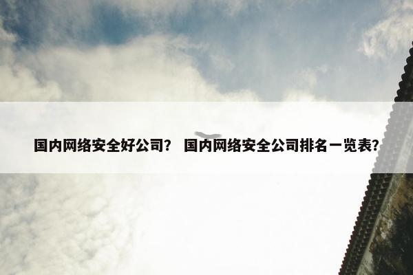 国内网络安全好公司？ 国内网络安全公司排名一览表？