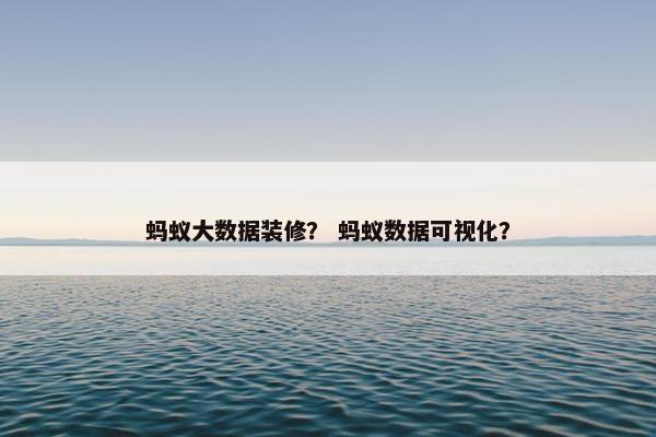 蚂蚁大数据装修？ 蚂蚁数据可视化？