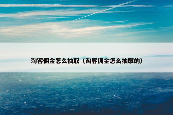 淘客佣金怎么抽取（淘客佣金怎么抽取的）