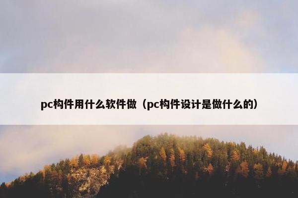 pc构件用什么软件做（pc构件设计是做什么的）