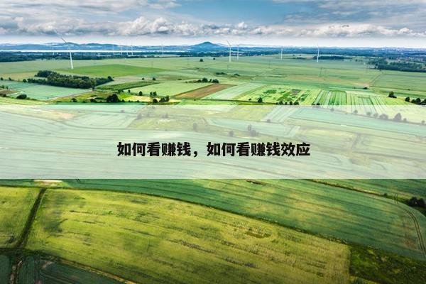 如何看赚钱，如何看赚钱效应
