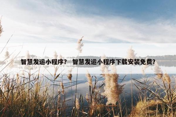 智慧发运小程序？ 智慧发运小程序下载安装免费？