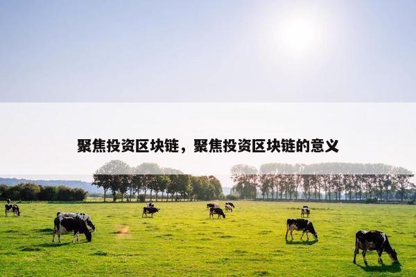 聚焦投资区块链，聚焦投资区块链的意义