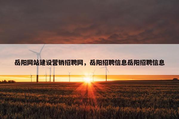 岳阳网站建设营销招聘网，岳阳招聘信息岳阳招聘信息