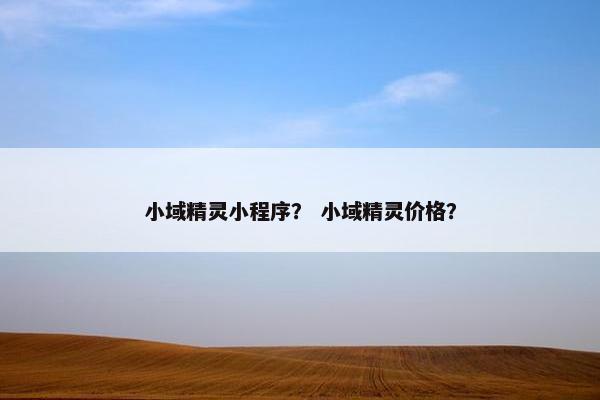 小域精灵小程序？ 小域精灵价格？
