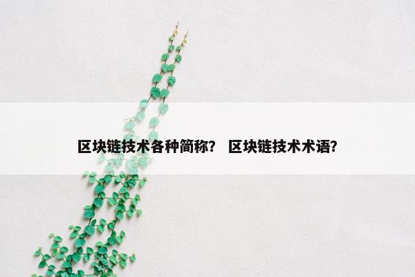 区块链技术各种简称？ 区块链技术术语？