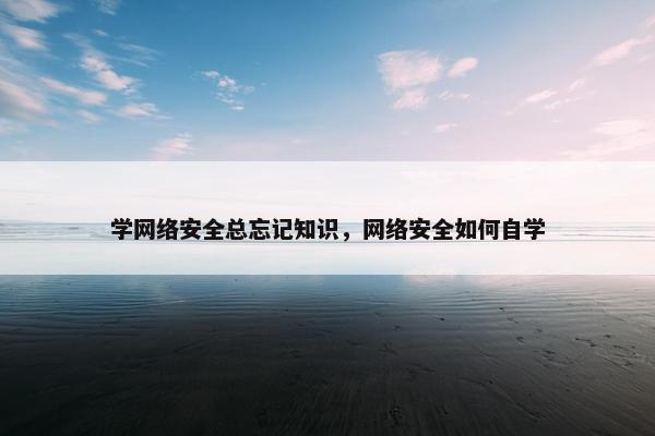 学网络安全总忘记知识，网络安全如何自学