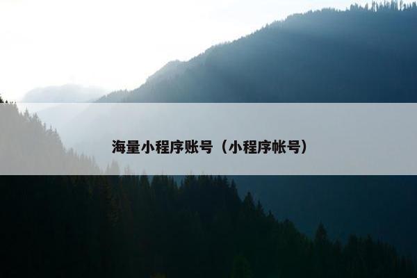 海量小程序账号（小程序帐号）