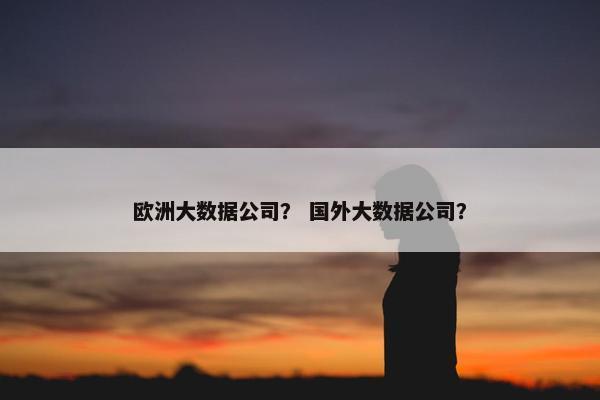 欧洲大数据公司？ 国外大数据公司？