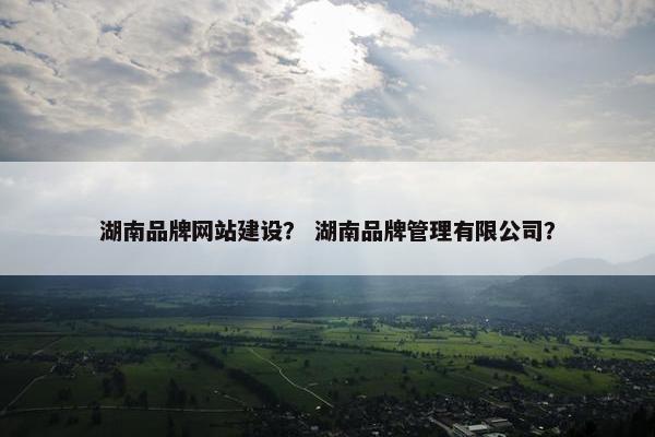 湖南品牌网站建设？ 湖南品牌管理有限公司？