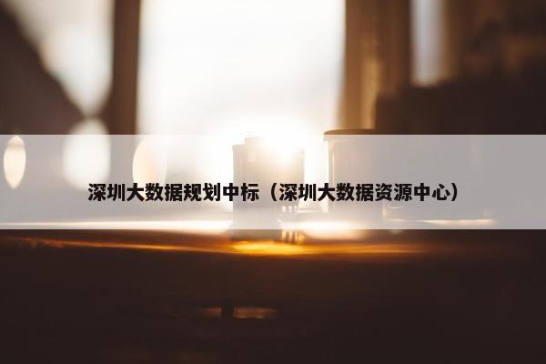 深圳大数据规划中标（深圳大数据资源中心）