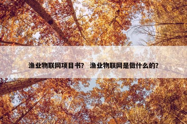 渔业物联网项目书？ 渔业物联网是做什么的？