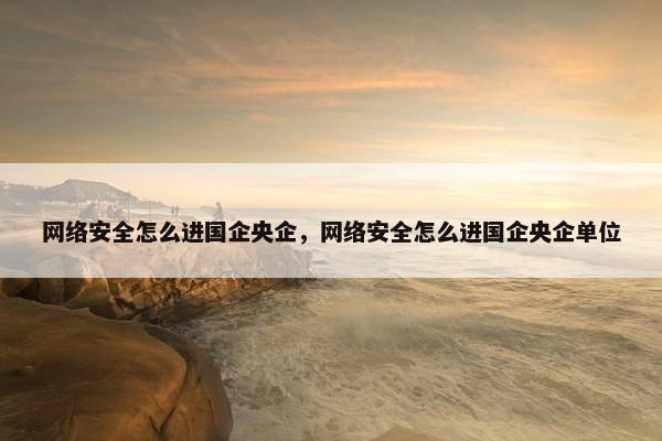 网络安全怎么进国企央企，网络安全怎么进国企央企单位