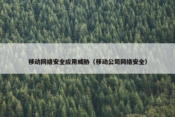 移动网络安全应用威胁（移动公司网络安全）