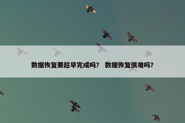 数据恢复要趁早完成吗？ 数据恢复很难吗？