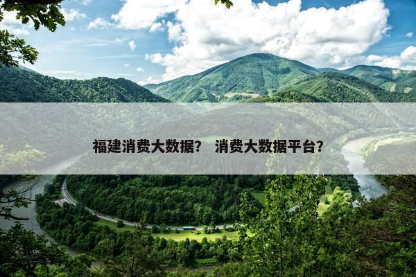 福建消费大数据？ 消费大数据平台？