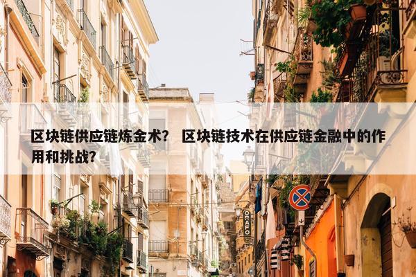 区块链供应链炼金术？ 区块链技术在供应链金融中的作用和挑战？