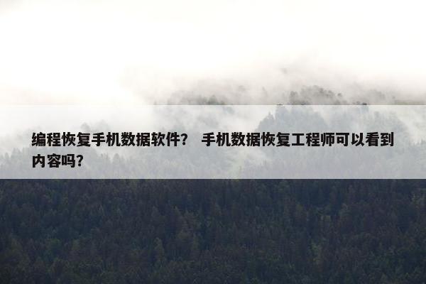 编程恢复手机数据软件？ 手机数据恢复工程师可以看到内容吗？