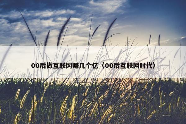 00后做互联网赚几个亿（00后互联网时代）