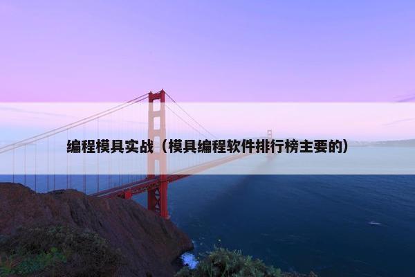 编程模具实战（模具编程软件排行榜主要的）