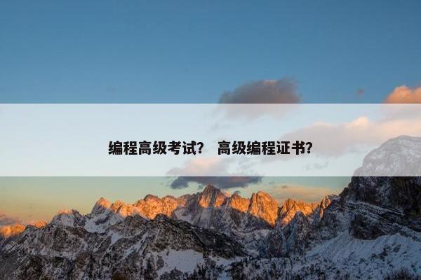 编程高级考试？ 高级编程证书？