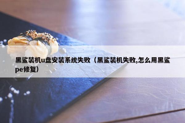 黑鲨装机u盘安装系统失败（黑鲨装机失败,怎么用黑鲨pe修复）