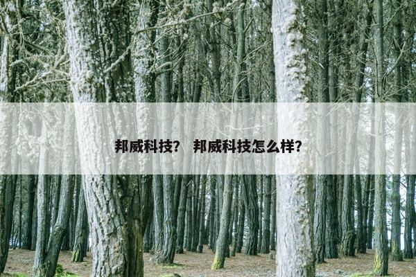 邦威科技？ 邦威科技怎么样？