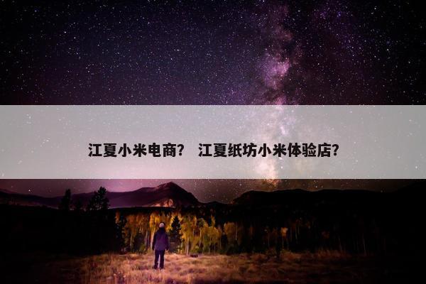 江夏小米电商？ 江夏纸坊小米体验店？