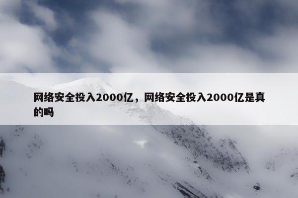 网络安全投入2000亿，网络安全投入2000亿是真的吗