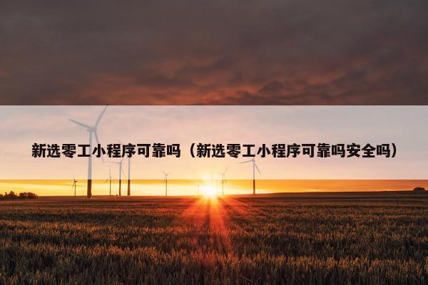 新选零工小程序可靠吗（新选零工小程序可靠吗安全吗）