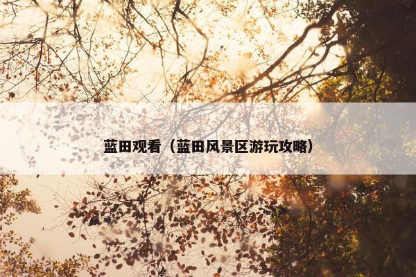 蓝田观看（蓝田风景区游玩攻略）