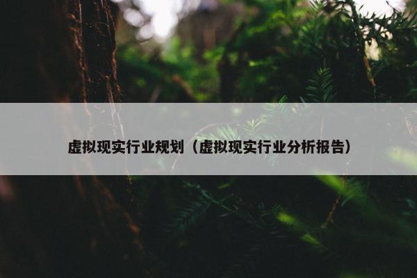 虚拟现实行业规划（虚拟现实行业分析报告）