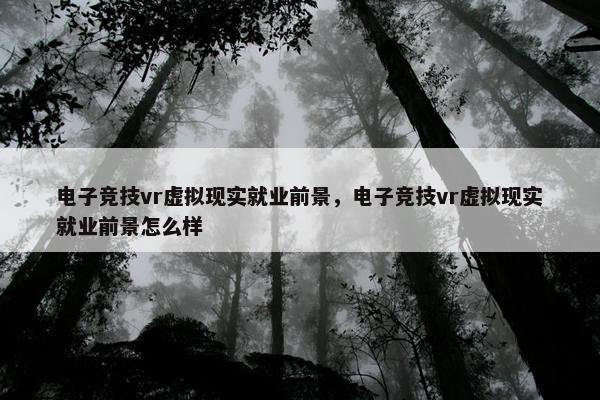 电子竞技vr虚拟现实就业前景，电子竞技vr虚拟现实就业前景怎么样