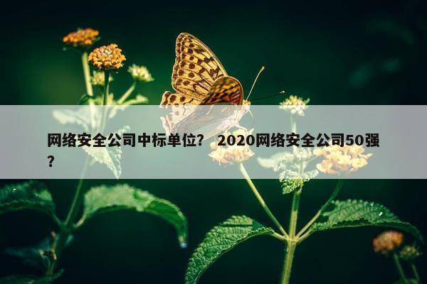 网络安全公司中标单位？ 2020网络安全公司50强？