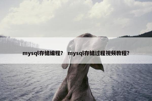 mysql存储编程？ mysql存储过程视频教程？