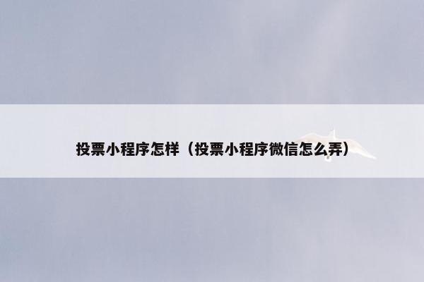 投票小程序怎样（投票小程序微信怎么弄）