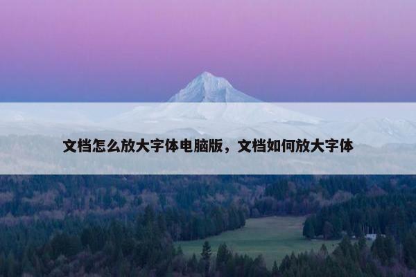 文档怎么放大字体电脑版，文档如何放大字体