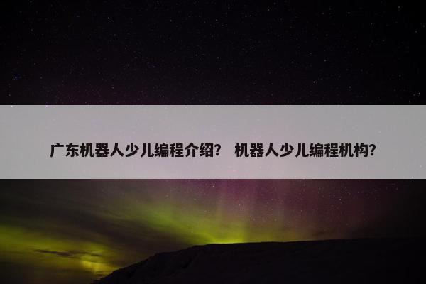 广东机器人少儿编程介绍？ 机器人少儿编程机构？