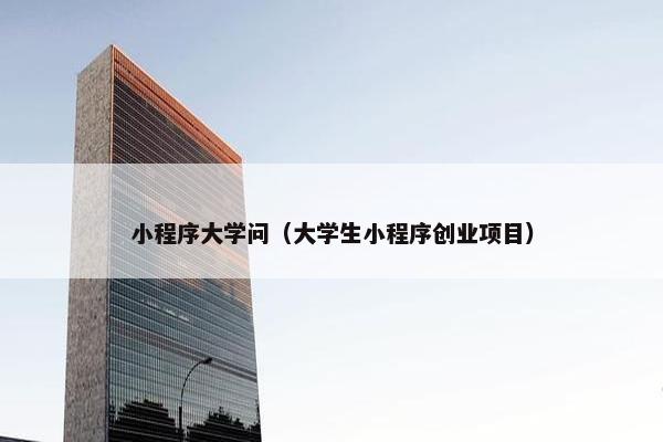 小程序大学问（大学生小程序创业项目）