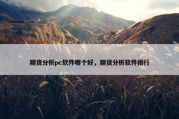期货分析pc软件哪个好，期货分析软件排行